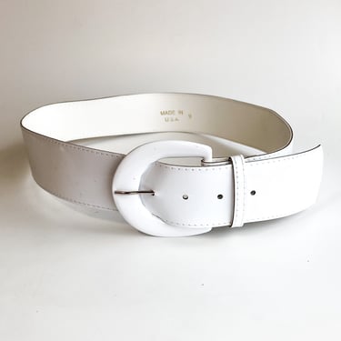 White Leather Belt, sz. Medium