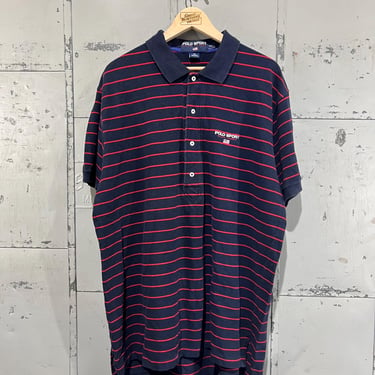 XL 90’s Polo Sport golf shirt by ralph Lauren striped collared shirt embroidered logo 