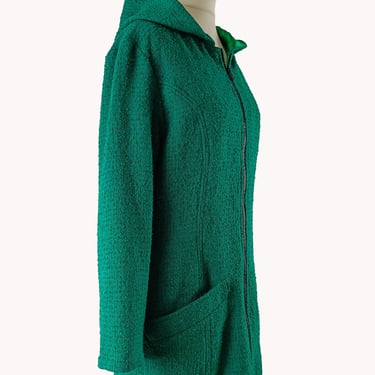 Vintage Midcentury Emerald Green Boucle Jacket Size S 