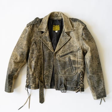 Vintage Faded Leather Moto Jacket