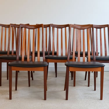 Set of 8 Mid Century Modern Teak Fresco GPlan Dining Chairs 