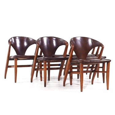 Romweber Mid Century Walnut Dining Chairs - Set of 6 - mcm 