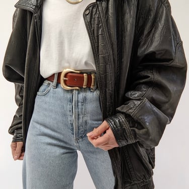 Amazing Vintage Black Leather Bomber Jacket