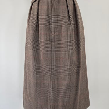1980s Ralph Lauren Plaid Wool Pencil Skirt 