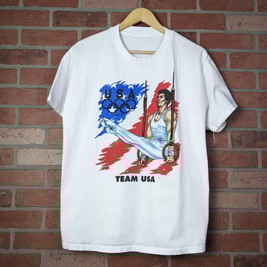 Vintage 90s Team USA Gymnastics Rings ORIGINAL Sports Tee - Medium / Large 