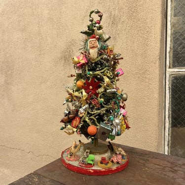 Vintage 1940s Handmade Christmas Tree 16” Vintage Toys, Charms, Candy OOAK