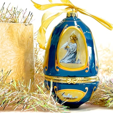 VINTAGE: Porcelain Musical Egg Ornament Trinket Ornament - Tree Ornament - Christmas Decor - SKU 1-B-00033714 