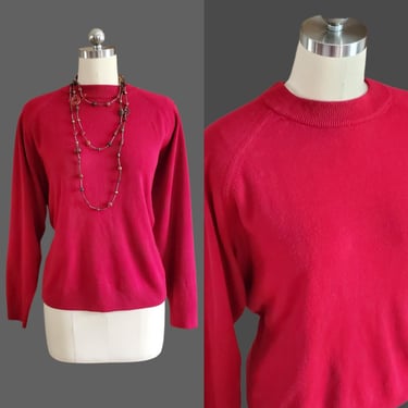 1980s/90s Mock Neck Sweater with Zipper in Back - Vintage Sweater - 80s Sweater 60s Silhouette - Women's Vintage Size 2X 
