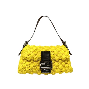 Fendi Yellow Crochet Baguette Bag