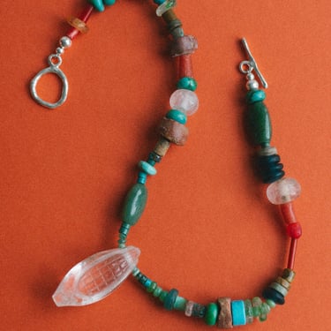 Maiz Necklace with Jade, Quartz, Turq
