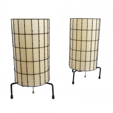 1960s Paul Mayen for Habitat Wire Cage Table Lamps