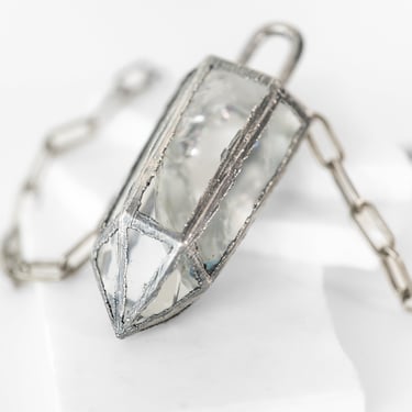 Sterling Plated Bold Quartz Pendant Necklace