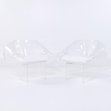 Robert Van Horn Mid Century Lucite Ribbon Chairs - Pair - mcm 