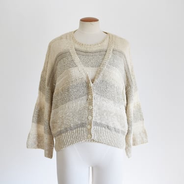 80s Liz Claiborne Knit Top and Cardigan - M 