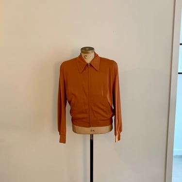 1950s vintage rust rayon gabardine Ricky jacket-size L 