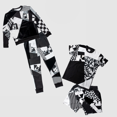 black + white 'all-over reroll' MEGA bundle (sweatshirt + jogger + shorts + tee shirt)