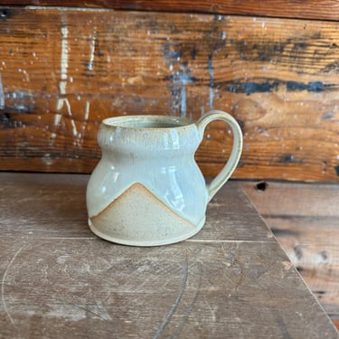 Mug - White Glaze with Orange Clay Resist Design 