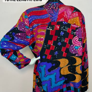 Vtg 1980s colorful fully beaded and sequined blazer jacket 