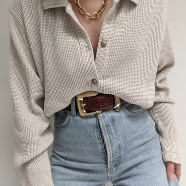 Favorite 90s Waffled Cotton Button Down