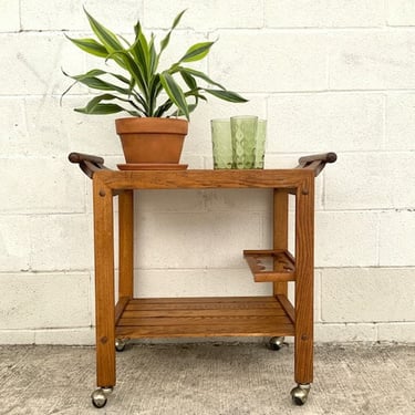 Oak Bar Cart with Removable Tray