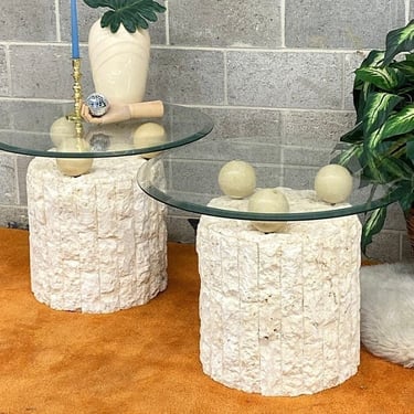 LOCAL PICKUP ONLY ———— Vintage Tessellated End Table — 2 Units Available — Sold Separately 