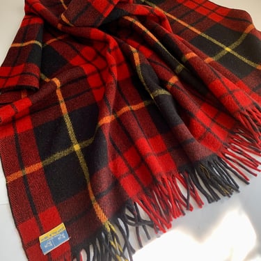 Vintage Wool O’ The West Throw Blanket - Stadium Blanket - 100% Plaid Wool - 52 Inches x 66 Inches 