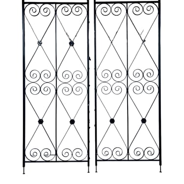 Vintage 1960s Mid Century Modern Wrought Iron Room Divider Patio Screen 