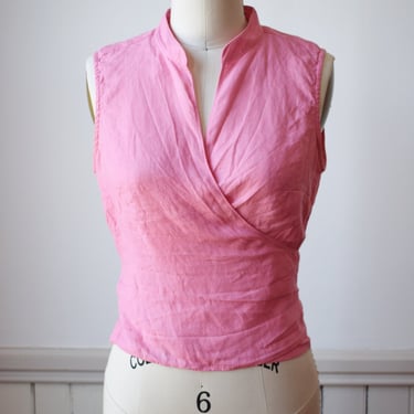Vintage Pink Irish Linen Wrap Top | PS 