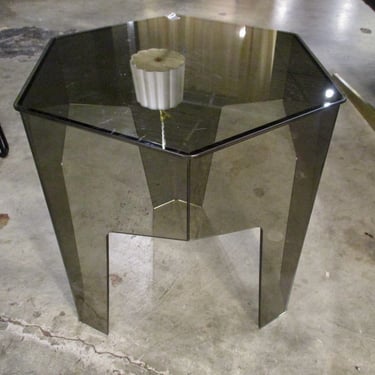 OCTAGONAL SMOKEY LUCITE ACCENT TABLE