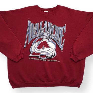 Vintage 90s Colorado Avalanche Hockey NHL Big Print Graphic Crewneck Sweatshirt Pullover Size XL/XXL 