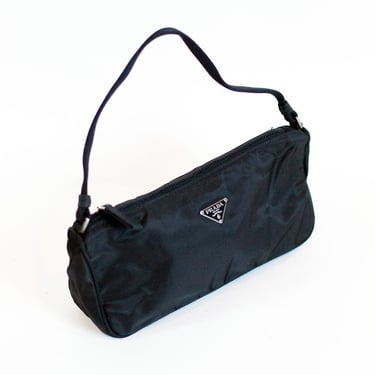 PRADA Nylon Mini Pochette Tessuto Shoulder Bag in Nero Vela