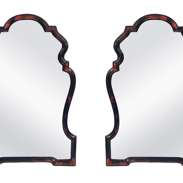 Pair of Chippendale Red Horn & Resin Finish Mirrors