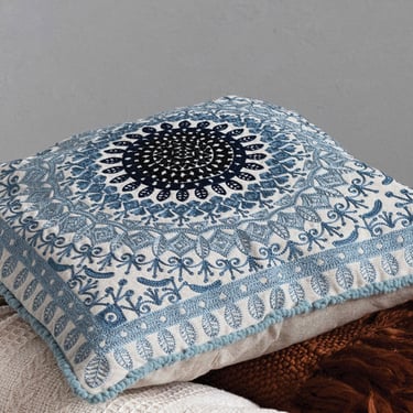 Down-filled Embroidered Azure Pillow