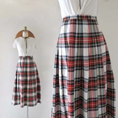 tartan plaid library skirt - 27 - vintage 90s y2k academia prep classic check full midi womens size small 