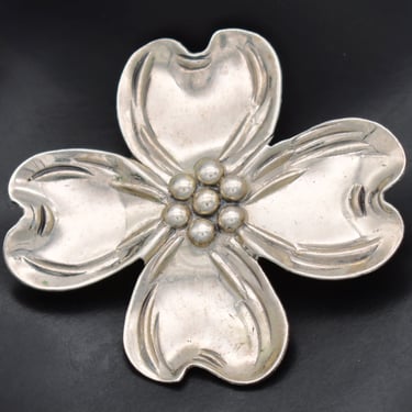 Modernist 60's Beau B sterling dogwood pin, 925 silver Beaucraft mid-century flower brooch 
