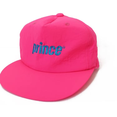 vintage tennis hat / Prince hat / 1990s Prince tennis neon pink nylon strap back hat cap 