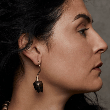 Julie Cohn | Stem Black Rose Bronze Earring