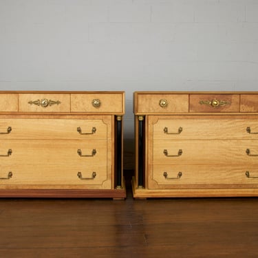 1960s French Empire Style Satin Wood Dressers by Bethlehem Furniture- A Pair 