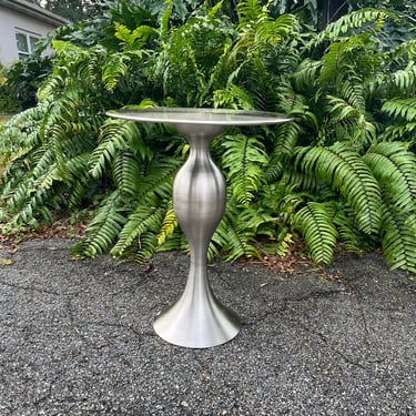 Contemporary Modern  Brished Nickel Accent Table 