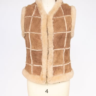 1970s Shearling Patchwork Fur Vest Suede S 