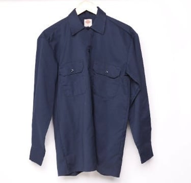 vintage DICKIES brand navy blue long sleeve WORK wear men's size small shirt -- good condition 