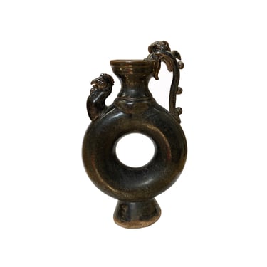 Chinese Jizhou Ware Black Brown Rough Ceramic Jar Display Art ws2306E 