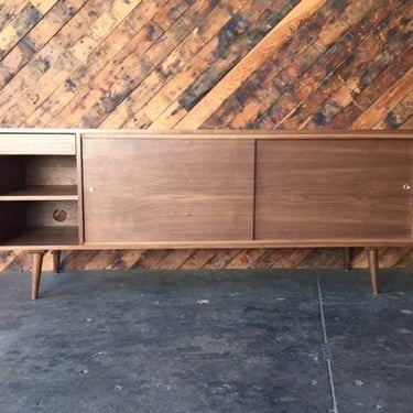 Custom Mid Century Style Walnut Credenza 