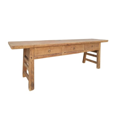 91.5”w Natural Antique Console Table with 3 Drawers by Terra Nova Designs Los Angeles 