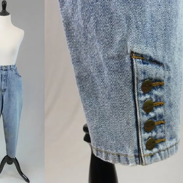 80s Stefano Ankle Snap Jeans - High Waisted Stonewashed - Vintage 1980s - 33