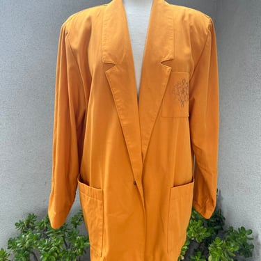 Vintage boyfriend oversized blazer jacket burnt orange Sz L by Barrie Stephens 