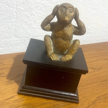 Vintage 90s Monkey Trinket Box from Nieman Marcus - Hear No Evil 