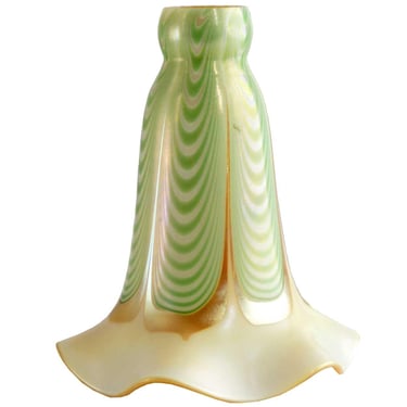 1920 Antique American Steuben Art Nouveau Glass Green Drag Loop Lily Lamp Shade 
