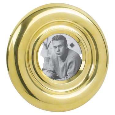 Italian 1970s Brass Round Picture Frame