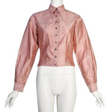 Romeo Gigli by Callaghan Vintage SS 1987 Dusty Rose Silk Shantung Button Up Top